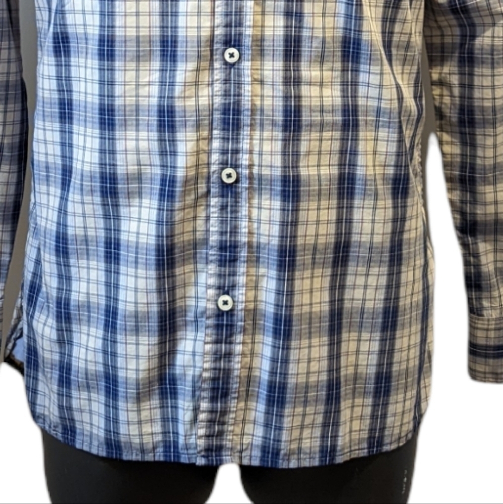 Tommy Hilfiger Blue Plaid Button Down Shirt Small Long Sleeves - Picture 3 of 10